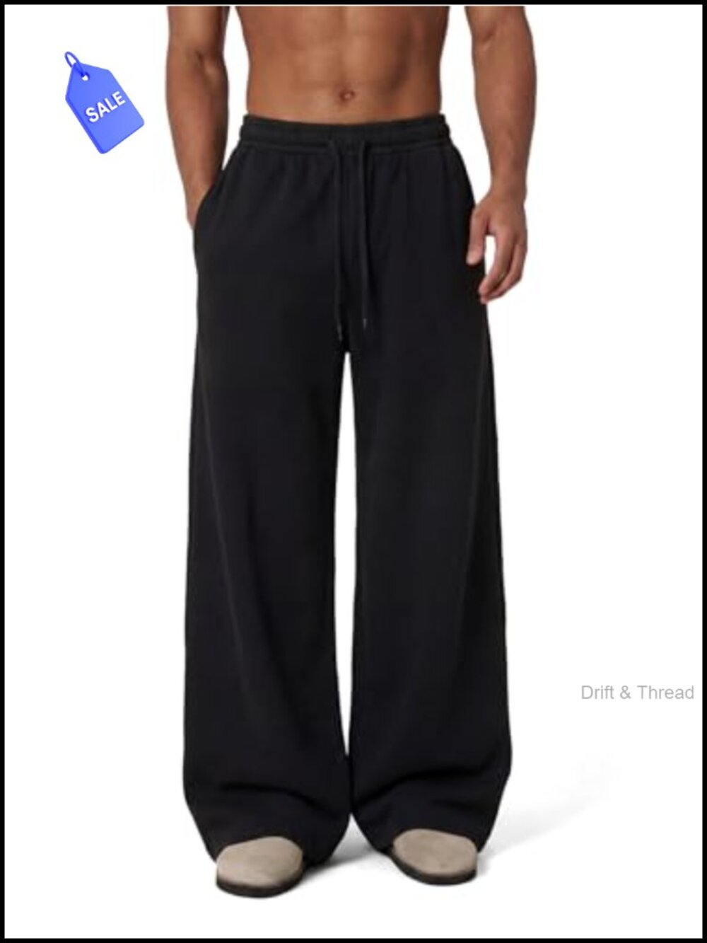 Baggy Wide Leg Sweatpants Loose Y2K Mens Joggers Open Hem